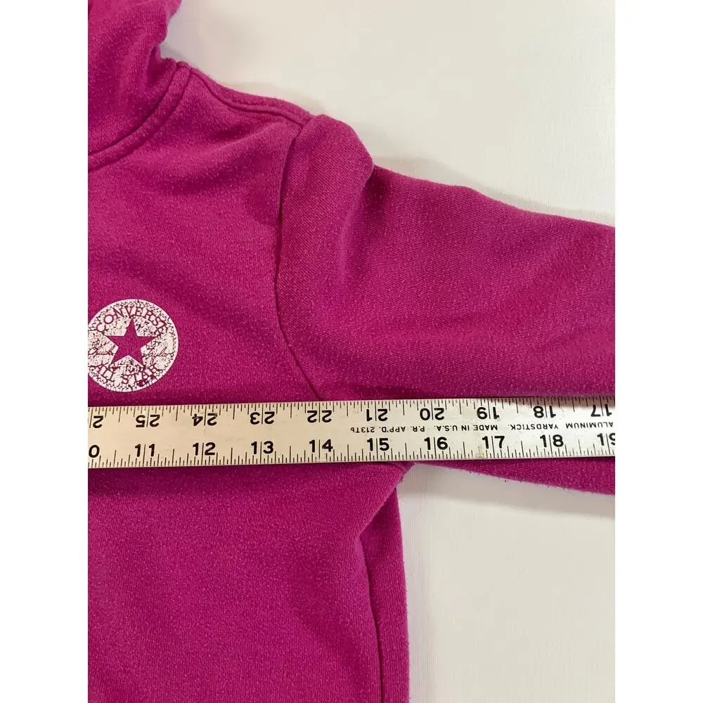 Converse Girls L 12-13 Pink Chuck Taylor Full Zip Hoodie Logo Sweatshirt